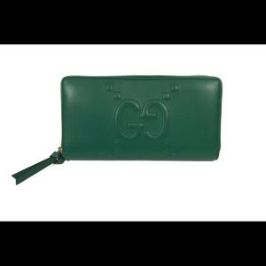 Gucci Apollo Embossed GG Zip Around Leather Wallet
